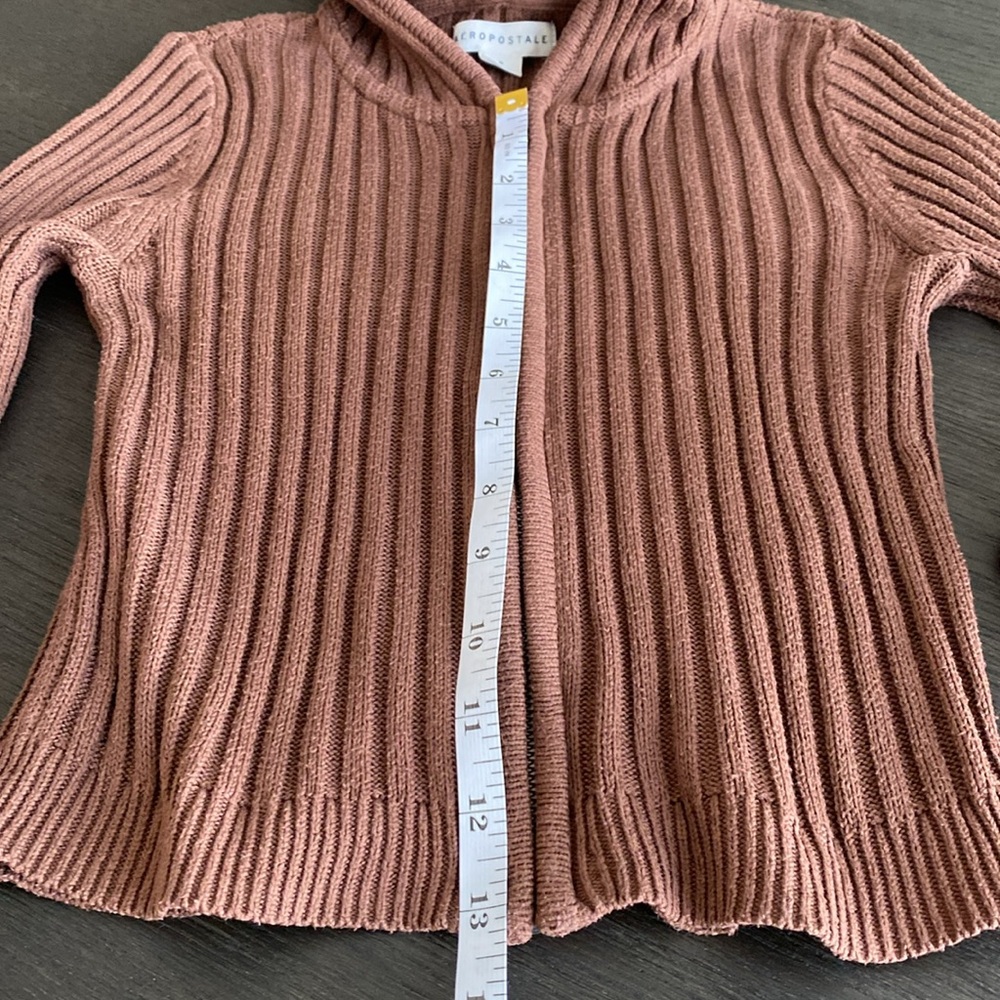 Aeropostale Brown full zipper ribbed hoodie - Picture 5 of 7